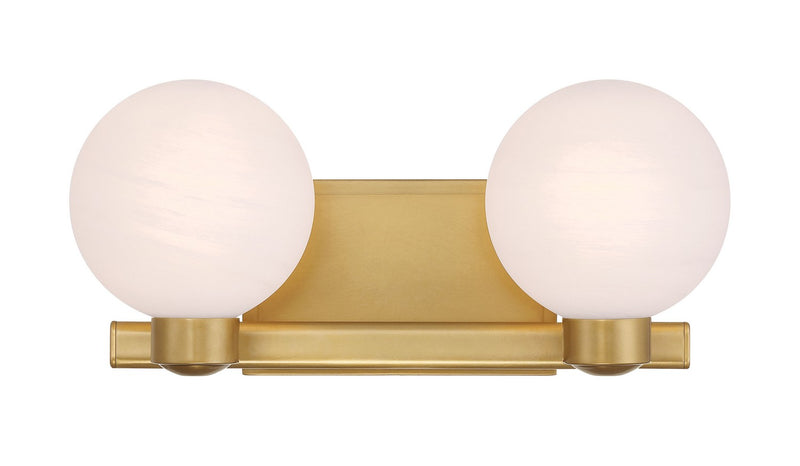 Two Light Vanity<br /><span style="color:#4AB0CE;">Entrega: 4-10 dias en USA</span><br /><span style="color:#4AB0CE;font-size:60%;">PREGUNTE POR ENTREGA EN PANAMA</span><br />Collection: Mooncrest<br />Finish: Legacy Brass