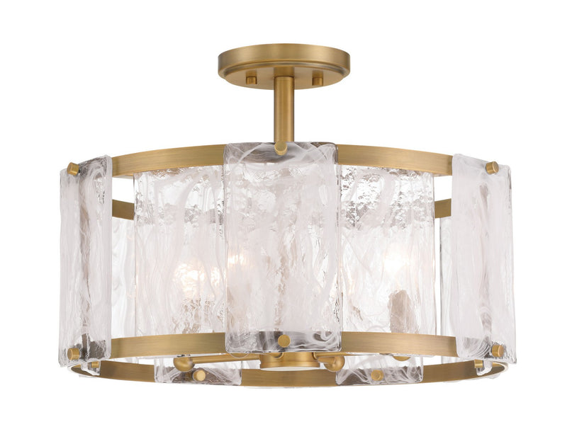 Four Light Semi Flush Mount<br /><span style="color:#4AB0CE;">Entrega: 4-10 dias en USA</span><br /><span style="color:#4AB0CE;font-size:60%;">PREGUNTE POR ENTREGA EN PANAMA</span><br />Collection: Veil<br />Finish: Legacy Brass