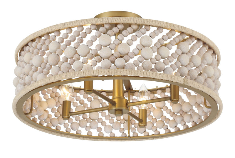 Four Light Semi Flush Mount<br /><span style="color:#4AB0CE;">Entrega: 4-5 semanas en USA</span><br /><span style="color:#4AB0CE;font-size:60%;">PREGUNTE POR ENTREGA EN PANAMA</span><br />Collection: Horsmore<br />Finish: Painted Legacy Brass