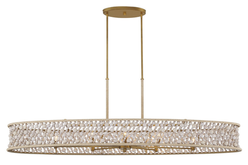 Eight Light Island Pendant<br /><span style="color:#4AB0CE;">Entrega: 4-10 dias en USA</span><br /><span style="color:#4AB0CE;font-size:60%;">PREGUNTE POR ENTREGA EN PANAMA</span><br />Collection: Horsmore<br />Finish: Painted Legacy Brass