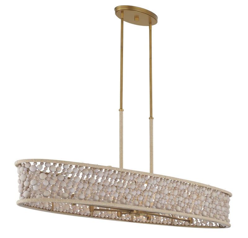 Eight Light Island Pendant<br /><span style="color:#4AB0CE;">Entrega: 4-10 dias en USA</span><br /><span style="color:#4AB0CE;font-size:60%;">PREGUNTE POR ENTREGA EN PANAMA</span><br />Collection: Horsmore<br />Finish: Painted Legacy Brass