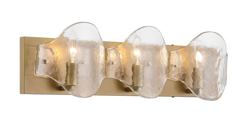 Three Light Vanity<br /><span style="color:#4AB0CE;">Entrega: 4-10 dias en USA</span><br /><span style="color:#4AB0CE;font-size:60%;">PREGUNTE POR ENTREGA EN PANAMA</span><br />Collection: Elora<br />Finish: Legacy Brass