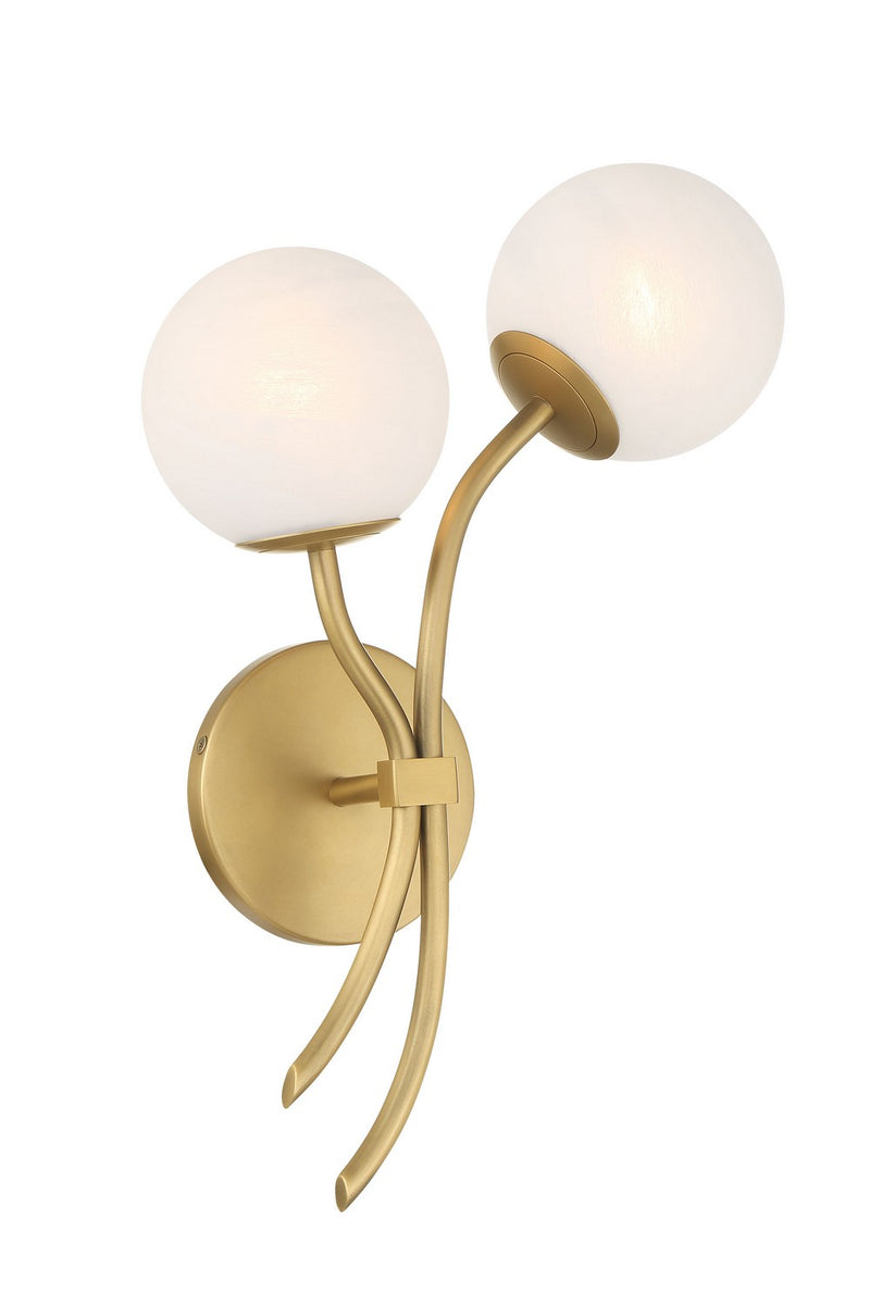 Two Light Wall Sconce<br /><span style="color:#4AB0CE;">Entrega: 4-10 dias en USA</span><br /><span style="color:#4AB0CE;font-size:60%;">PREGUNTE POR ENTREGA EN PANAMA</span><br />Collection: Curven<br />Finish: Legacy Brass