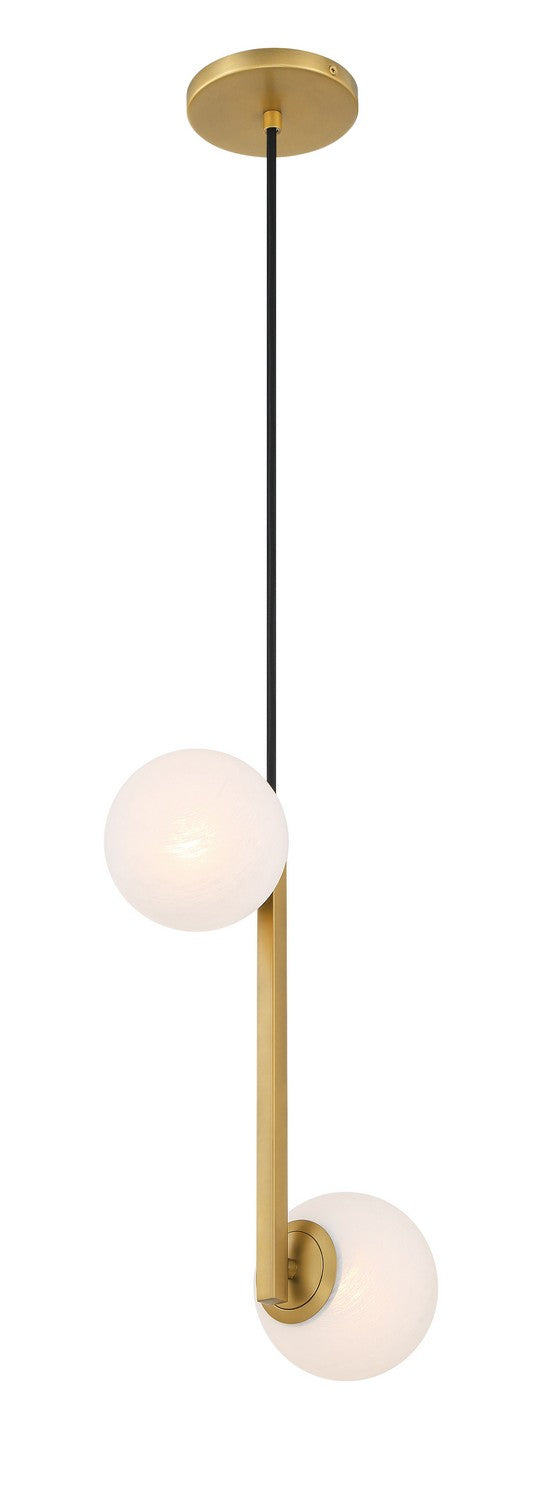 Two Light Pendant<br /><span style="color:#4AB0CE;">Entrega: 4-10 dias en USA</span><br /><span style="color:#4AB0CE;font-size:60%;">PREGUNTE POR ENTREGA EN PANAMA</span><br />Collection: Curven<br />Finish: Legacy Brass