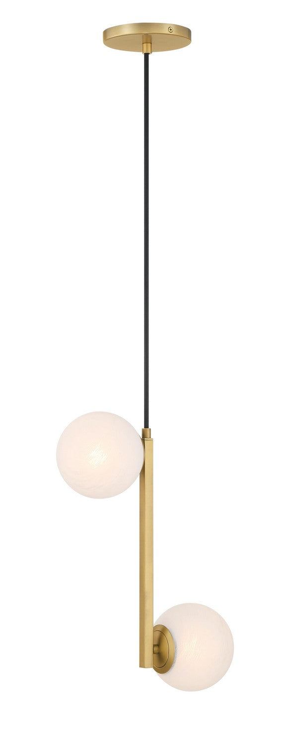 Two Light Pendant<br /><span style="color:#4AB0CE;">Entrega: 4-10 dias en USA</span><br /><span style="color:#4AB0CE;font-size:60%;">PREGUNTE POR ENTREGA EN PANAMA</span><br />Collection: Curven<br />Finish: Legacy Brass