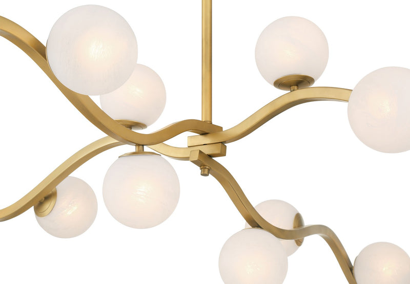 16 Light Chandelier<br /><span style="color:#4AB0CE;">Entrega: 4-10 dias en USA</span><br /><span style="color:#4AB0CE;font-size:60%;">PREGUNTE POR ENTREGA EN PANAMA</span><br />Collection: Curven<br />Finish: Legacy Brass