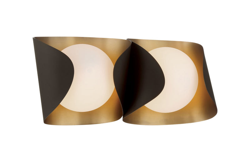 Two Light Vanity<br /><span style="color:#4AB0CE;">Entrega: 4-10 dias en USA</span><br /><span style="color:#4AB0CE;font-size:60%;">PREGUNTE POR ENTREGA EN PANAMA</span><br />Collection: Flare<br />Finish: Dark Bronze