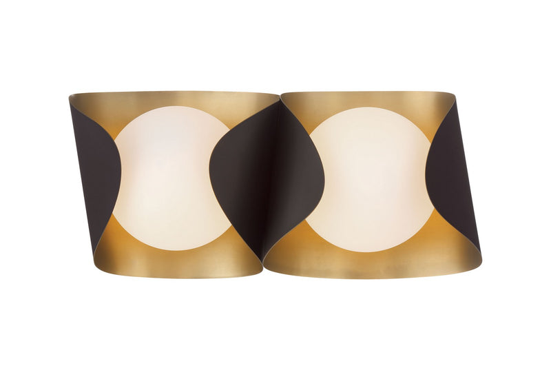 Two Light Vanity<br /><span style="color:#4AB0CE;">Entrega: 4-10 dias en USA</span><br /><span style="color:#4AB0CE;font-size:60%;">PREGUNTE POR ENTREGA EN PANAMA</span><br />Collection: Flare<br />Finish: Dark Bronze