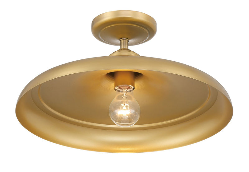 One Light Semi Flush Mount<br /><span style="color:#4AB0CE;">Entrega: 4-10 dias en USA</span><br /><span style="color:#4AB0CE;font-size:60%;">PREGUNTE POR ENTREGA EN PANAMA</span><br />Collection: Crowne<br />Finish: Legacy Brass