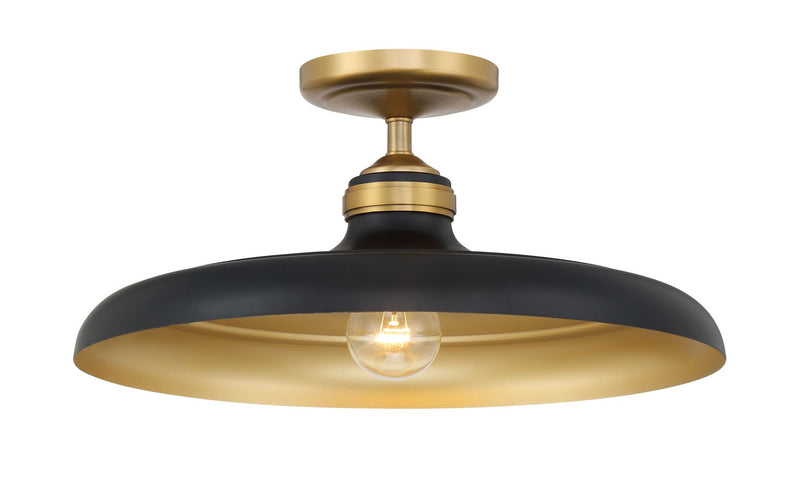 One Light Semi Flush Mount<br /><span style="color:#4AB0CE;">Entrega: 2-3 semanas en USA</span><br /><span style="color:#4AB0CE;font-size:60%;">PREGUNTE POR ENTREGA EN PANAMA</span><br />Collection: Crowne<br />Finish: Dark Matte Black