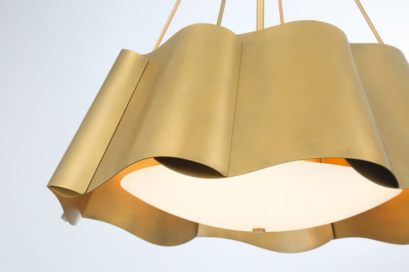 Four Light Pendant<br /><span style="color:#4AB0CE;">Entrega: 4-10 dias en USA</span><br /><span style="color:#4AB0CE;font-size:60%;">PREGUNTE POR ENTREGA EN PANAMA</span><br />Collection: Waveform<br />Finish: Legacy Brass