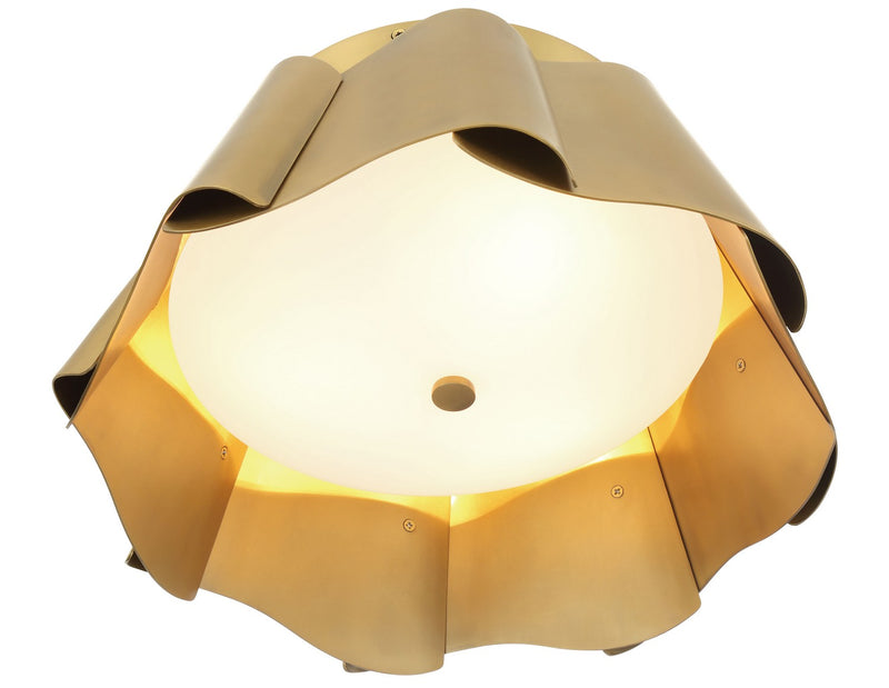 Three Light Flush Mount<br /><span style="color:#4AB0CE;">Entrega: 4-10 dias en USA</span><br /><span style="color:#4AB0CE;font-size:60%;">PREGUNTE POR ENTREGA EN PANAMA</span><br />Collection: Waveform<br />Finish: Legacy Brass