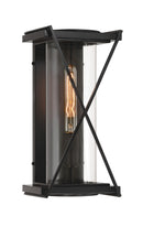 One Light Outdoor Wall Sconce<br /><span style="color:#4AB0CE;">Entrega: 4-10 dias en USA</span><br /><span style="color:#4AB0CE;font-size:60%;">PREGUNTE POR ENTREGA EN PANAMA</span><br />Collection: Rockhill<br />Finish: Dark Matte Black