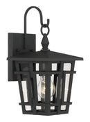 One Light Outdoor Wall Sconce<br /><span style="color:#4AB0CE;">Entrega: 4-10 dias en USA</span><br /><span style="color:#4AB0CE;font-size:60%;">PREGUNTE POR ENTREGA EN PANAMA</span><br />Collection: Fieldstone<br />Finish: Sand Coal Black