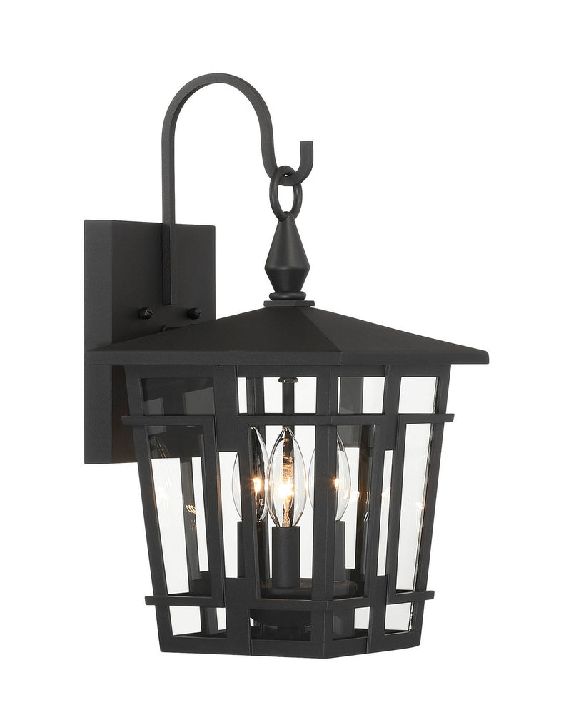 Three Light Outdoor Wall Sconce<br /><span style="color:#4AB0CE;">Entrega: 4-10 dias en USA</span><br /><span style="color:#4AB0CE;font-size:60%;">PREGUNTE POR ENTREGA EN PANAMA</span><br />Collection: Fieldstone<br />Finish: Sand Coal Black