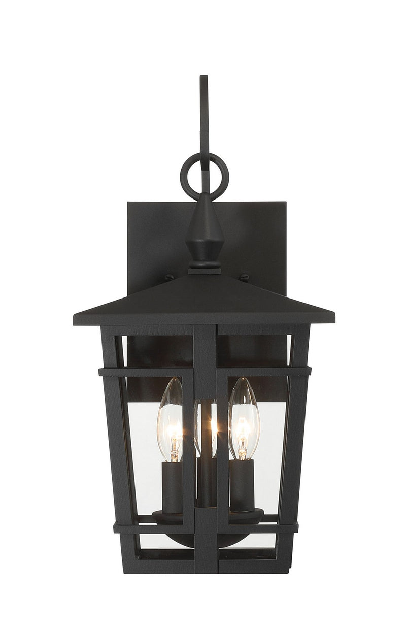 Three Light Outdoor Wall Sconce<br /><span style="color:#4AB0CE;">Entrega: 4-10 dias en USA</span><br /><span style="color:#4AB0CE;font-size:60%;">PREGUNTE POR ENTREGA EN PANAMA</span><br />Collection: Fieldstone<br />Finish: Sand Coal Black