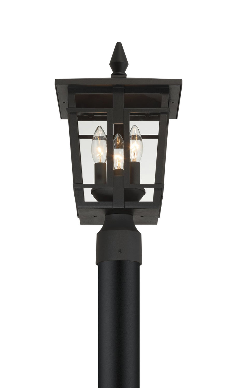 Three Light Outdoor Post Mount<br /><span style="color:#4AB0CE;">Entrega: 4-10 dias en USA</span><br /><span style="color:#4AB0CE;font-size:60%;">PREGUNTE POR ENTREGA EN PANAMA</span><br />Collection: Fieldstone<br />Finish: Sand Coal Black
