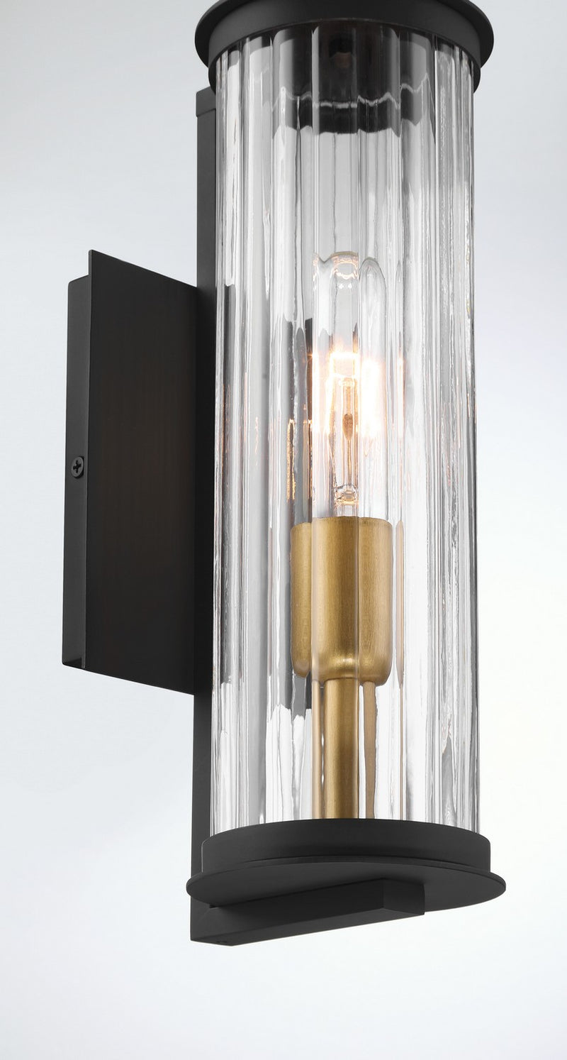 One Light Outdoor Wall Sconce<br /><span style="color:#4AB0CE;">Entrega: 4-10 dias en USA</span><br /><span style="color:#4AB0CE;font-size:60%;">PREGUNTE POR ENTREGA EN PANAMA</span><br />Collection: Cara<br />Finish: Dark Matte Black
