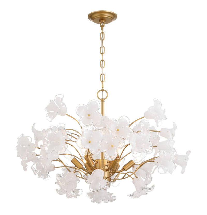 Six Light Chandelier<br /><span style="color:#4AB0CE;">Entrega: 4-10 dias en USA</span><br /><span style="color:#4AB0CE;font-size:60%;">PREGUNTE POR ENTREGA EN PANAMA</span><br />Collection: Bloome<br />Finish: Legacy Brass