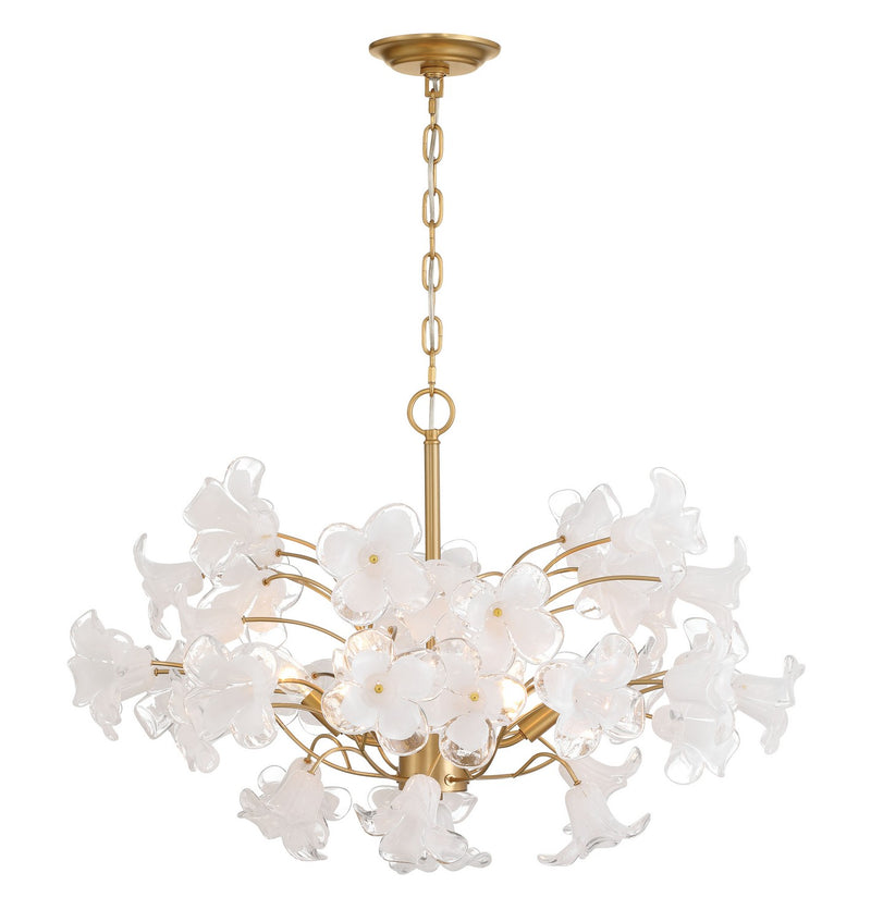 Six Light Chandelier<br /><span style="color:#4AB0CE;">Entrega: 4-10 dias en USA</span><br /><span style="color:#4AB0CE;font-size:60%;">PREGUNTE POR ENTREGA EN PANAMA</span><br />Collection: Bloome<br />Finish: Legacy Brass