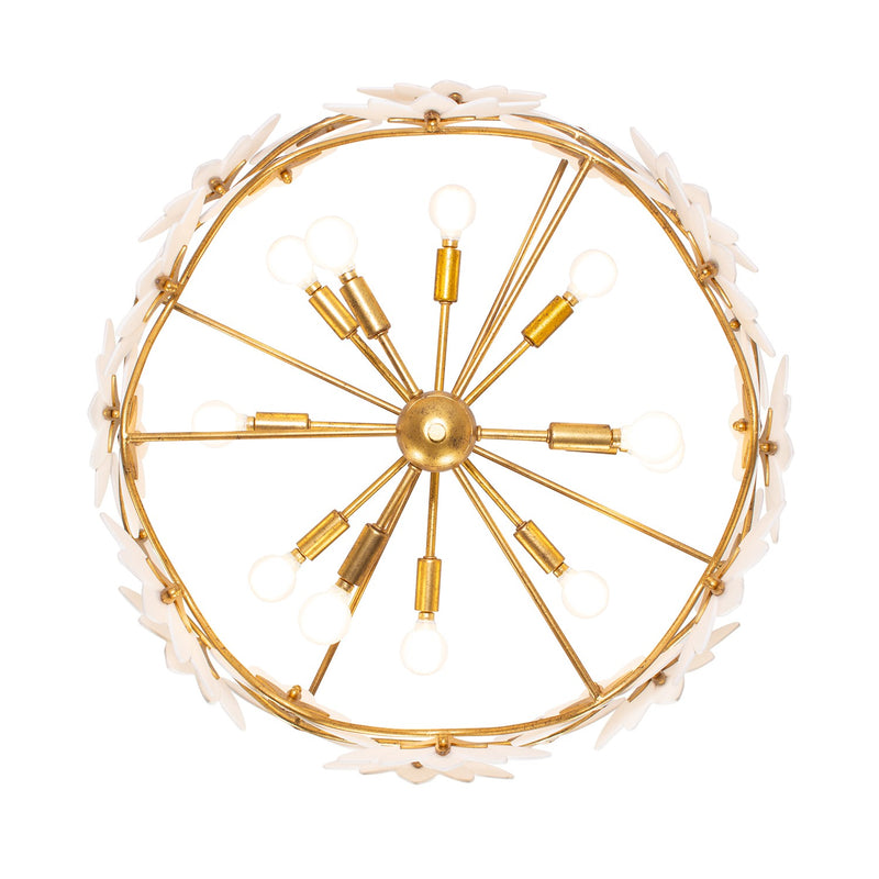 11 Light Chandelier<br /><span style="color:#4AB0CE;">Entrega: 1-2 semanas en USA</span><br /><span style="color:#4AB0CE;font-size:60%;">PREGUNTE POR ENTREGA EN PANAMA</span><br />Collection: BLOOM<br />Finish: Oxidized Gold Leaf
