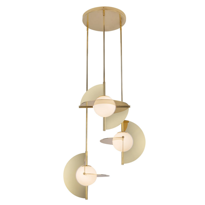 LED Chandelier<br /><span style="color:#4AB0CE;">Entrega: 4-10 dias en USA</span><br /><span style="color:#4AB0CE;font-size:60%;">PREGUNTE POR ENTREGA EN PANAMA</span><br />Collection: Scorpio<br />Finish: Metallic Brass/Opal Glass