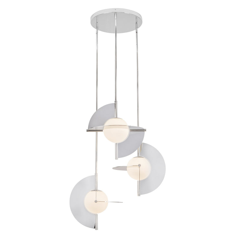 LED Chandelier<br /><span style="color:#4AB0CE;">Entrega: 4-10 dias en USA</span><br /><span style="color:#4AB0CE;font-size:60%;">PREGUNTE POR ENTREGA EN PANAMA</span><br />Collection: Scorpio<br />Finish: Polished Nickel/Opal Glass