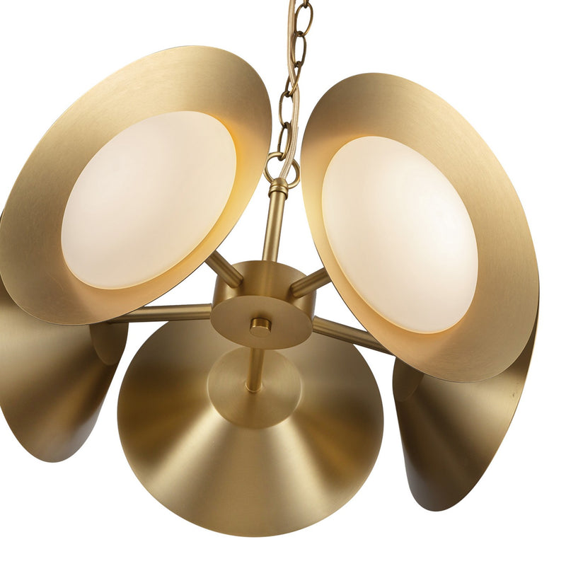 LED Chandelier<br /><span style="color:#4AB0CE;">Entrega: 4-10 dias en USA</span><br /><span style="color:#4AB0CE;font-size:60%;">PREGUNTE POR ENTREGA EN PANAMA</span><br />Collection: Cleo<br />Finish: Brushed Gold/Opal Glass