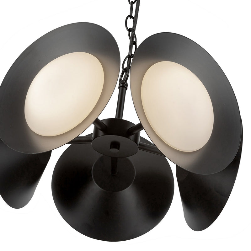 LED Chandelier<br /><span style="color:#4AB0CE;">Entrega: 4-10 dias en USA</span><br /><span style="color:#4AB0CE;font-size:60%;">PREGUNTE POR ENTREGA EN PANAMA</span><br />Collection: Cleo<br />Finish: Black/Opal Glass