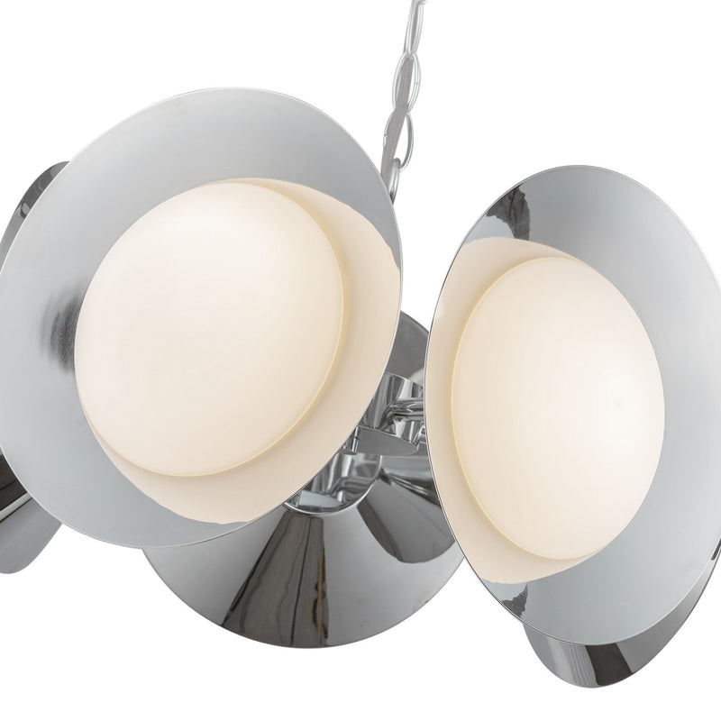 LED Chandelier<br /><span style="color:#4AB0CE;">Entrega: 4-10 dias en USA</span><br /><span style="color:#4AB0CE;font-size:60%;">PREGUNTE POR ENTREGA EN PANAMA</span><br />Collection: Cleo<br />Finish: Chrome/Opal Glass