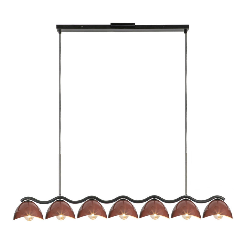 Seven Light Linear Pendant<br /><span style="color:#4AB0CE;">Entrega: 4-10 dias en USA</span><br /><span style="color:#4AB0CE;font-size:60%;">PREGUNTE POR ENTREGA EN PANAMA</span><br />Collection: Atlas<br />Finish: Black/Burgundy