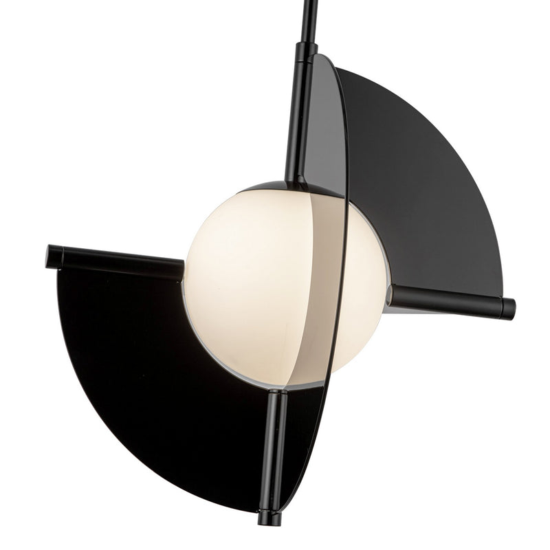 Kuzco Lighting - PD65116-GBK/OP-UNV - LED Pendant - Scorpio - Glossy Black/Opal Glass