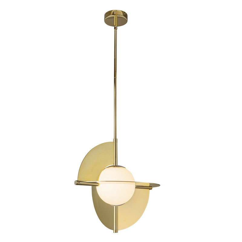 LED Pendant<br /><span style="color:#4AB0CE;">Entrega: 4-10 dias en USA</span><br /><span style="color:#4AB0CE;font-size:60%;">PREGUNTE POR ENTREGA EN PANAMA</span><br />Collection: Scorpio<br />Finish: Metallic Brass/Opal Glass