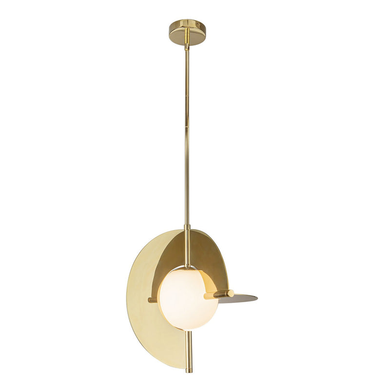 LED Pendant<br /><span style="color:#4AB0CE;">Entrega: 4-10 dias en USA</span><br /><span style="color:#4AB0CE;font-size:60%;">PREGUNTE POR ENTREGA EN PANAMA</span><br />Collection: Scorpio<br />Finish: Metallic Brass/Opal Glass