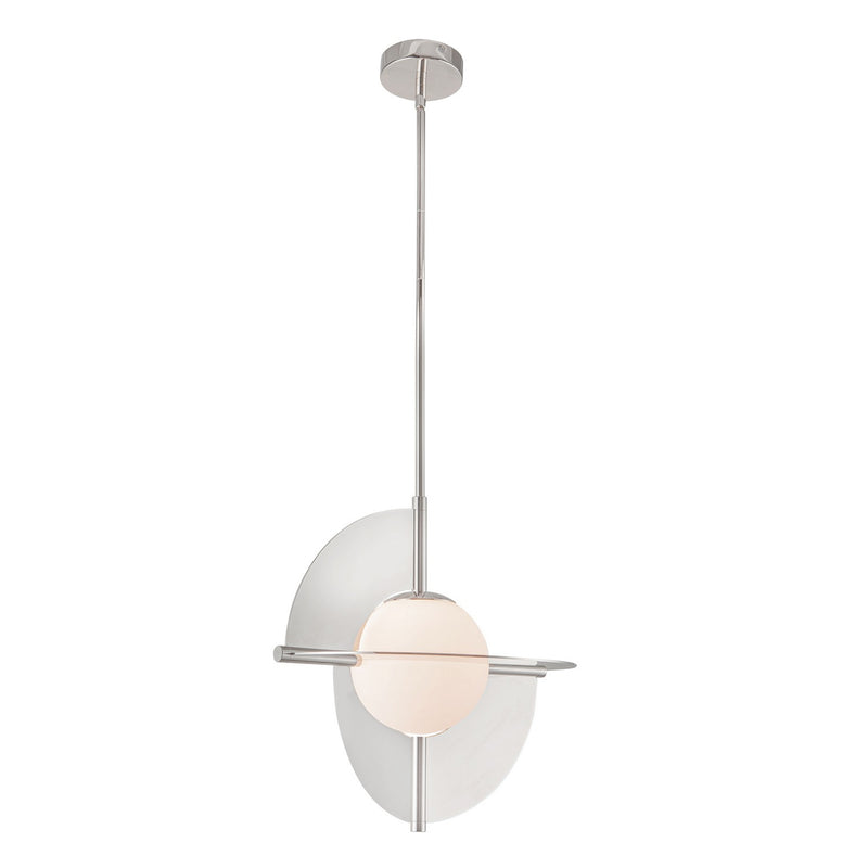 LED Pendant<br /><span style="color:#4AB0CE;">Entrega: 4-10 dias en USA</span><br /><span style="color:#4AB0CE;font-size:60%;">PREGUNTE POR ENTREGA EN PANAMA</span><br />Collection: Scorpio<br />Finish: Polished Nickel/Opal Glass
