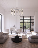 LED Chandelier<br /><span style="color:#4AB0CE;">Entrega: 4-10 dias en USA</span><br /><span style="color:#4AB0CE;font-size:60%;">PREGUNTE POR ENTREGA EN PANAMA</span><br />Collection: Edwin<br />Finish: Urban Bronze/Frosted Ribbed Glass