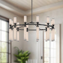 LED Chandelier<br /><span style="color:#4AB0CE;">Entrega: 4-10 dias en USA</span><br /><span style="color:#4AB0CE;font-size:60%;">PREGUNTE POR ENTREGA EN PANAMA</span><br />Collection: Edwin<br />Finish: Urban Bronze/Frosted Ribbed Glass