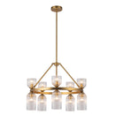 Ten Light Chandelier<br /><span style="color:#4AB0CE;">Entrega: 4-10 dias en USA</span><br /><span style="color:#4AB0CE;font-size:60%;">PREGUNTE POR ENTREGA EN PANAMA</span><br />Collection: Nelly<br />Finish: Brushed Gold/Clear Ribbed Glass
