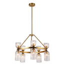 Ten Light Chandelier<br /><span style="color:#4AB0CE;">Entrega: 4-10 dias en USA</span><br /><span style="color:#4AB0CE;font-size:60%;">PREGUNTE POR ENTREGA EN PANAMA</span><br />Collection: Nelly<br />Finish: Brushed Gold/Clear Ribbed Glass