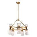 Ten Light Chandelier<br /><span style="color:#4AB0CE;">Entrega: 4-10 dias en USA</span><br /><span style="color:#4AB0CE;font-size:60%;">PREGUNTE POR ENTREGA EN PANAMA</span><br />Collection: Nelly<br />Finish: Brushed Gold/Clear Ribbed Glass