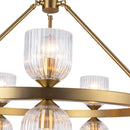 Ten Light Chandelier<br /><span style="color:#4AB0CE;">Entrega: 4-10 dias en USA</span><br /><span style="color:#4AB0CE;font-size:60%;">PREGUNTE POR ENTREGA EN PANAMA</span><br />Collection: Nelly<br />Finish: Brushed Gold/Clear Ribbed Glass
