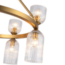 Ten Light Chandelier<br /><span style="color:#4AB0CE;">Entrega: 4-10 dias en USA</span><br /><span style="color:#4AB0CE;font-size:60%;">PREGUNTE POR ENTREGA EN PANAMA</span><br />Collection: Nelly<br />Finish: Brushed Gold/Clear Ribbed Glass