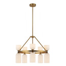 Ten Light Chandelier<br /><span style="color:#4AB0CE;">Entrega: 3-4 semanas en USA</span><br /><span style="color:#4AB0CE;font-size:60%;">PREGUNTE POR ENTREGA EN PANAMA</span><br />Collection: Nelly<br />Finish: Brushed Gold/Glossy Ribbed Opal Glass