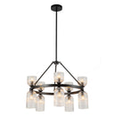 Ten Light Chandelier<br /><span style="color:#4AB0CE;">Entrega: 4-10 dias en USA</span><br /><span style="color:#4AB0CE;font-size:60%;">PREGUNTE POR ENTREGA EN PANAMA</span><br />Collection: Nelly<br />Finish: Matte Black/Clear Ribbed Glass