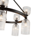 Ten Light Chandelier<br /><span style="color:#4AB0CE;">Entrega: 4-10 dias en USA</span><br /><span style="color:#4AB0CE;font-size:60%;">PREGUNTE POR ENTREGA EN PANAMA</span><br />Collection: Nelly<br />Finish: Matte Black/Clear Ribbed Glass