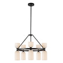 Ten Light Chandelier<br /><span style="color:#4AB0CE;">Entrega: 4-10 dias en USA</span><br /><span style="color:#4AB0CE;font-size:60%;">PREGUNTE POR ENTREGA EN PANAMA</span><br />Collection: Nelly<br />Finish: Matte Black/Glossy Ribbed Opal Glass