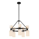 Ten Light Chandelier<br /><span style="color:#4AB0CE;">Entrega: 4-10 dias en USA</span><br /><span style="color:#4AB0CE;font-size:60%;">PREGUNTE POR ENTREGA EN PANAMA</span><br />Collection: Nelly<br />Finish: Matte Black/Glossy Ribbed Opal Glass