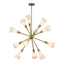 12 Light Chandelier<br /><span style="color:#4AB0CE;">Entrega: 4-10 dias en USA</span><br /><span style="color:#4AB0CE;font-size:60%;">PREGUNTE POR ENTREGA EN PANAMA</span><br />Collection: Cosmo<br />Finish: Brushed Gold/Glossy Ribbed Opal Glass