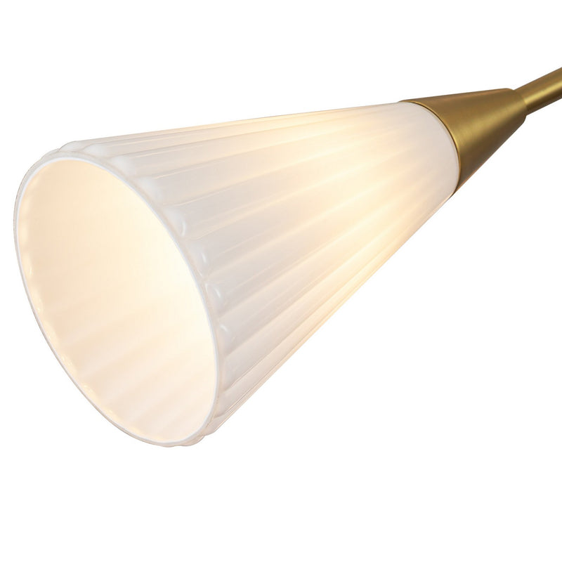 12 Light Chandelier<br /><span style="color:#4AB0CE;">Entrega: 4-10 dias en USA</span><br /><span style="color:#4AB0CE;font-size:60%;">PREGUNTE POR ENTREGA EN PANAMA</span><br />Collection: Cosmo<br />Finish: Brushed Gold/Glossy Ribbed Opal Glass