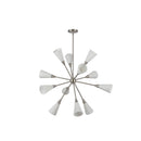 12 Light Chandelier<br /><span style="color:#4AB0CE;">Entrega: 4-10 dias en USA</span><br /><span style="color:#4AB0CE;font-size:60%;">PREGUNTE POR ENTREGA EN PANAMA</span><br />Collection: Cosmo<br />Finish: Brushed Nickel/Glossy Ribbed Opal Glass